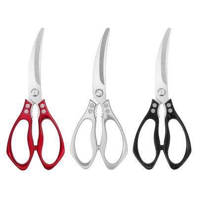 China Multi-function cutting shop Korean curved barbecue shears stainless steel BBQ scissors food knives lengthened and thickened steak scissors for sale