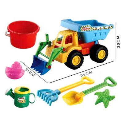 China 7pcs For 1 Set 2021 Amazon Hot Selling Sand Toys Summer Beach Toys Boxes Outdoor Empty Toy Cheap Plastic Trucks For Kids for sale