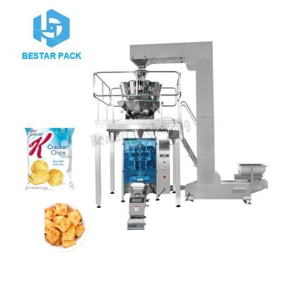 China Food Vertical Pouch Bag Grain Biscuit Forming/Filling/Sealing Packaging Machine With Automatic Weigher for sale