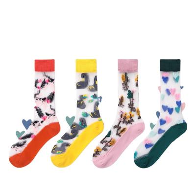 China New Pattern Beautiful Lace Lady Women Silk Fancy Sexy Elegant Graceful Wholesale Antibacterial Sheer Socks for sale