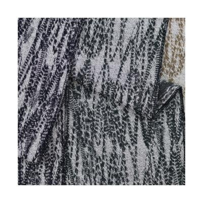 China Breathable Rope Geometry Pattern Polyester Black White Natural Fiber Woven Jacquard Fabric for sale