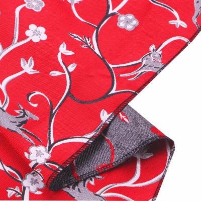 China New Fashion 192GSM Breathable Red Flower and Deer Pattern Jacquard Fabric 27.8% Polyester 72.2% 64