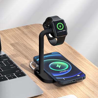 China Original Factory Magnetic Wireless Charger 2 in 1 Wireless Charger 2021 Magnetic Wireless Charger For iPhone iwatch Phone Wireless Charger OEM Custom LOGO for sale