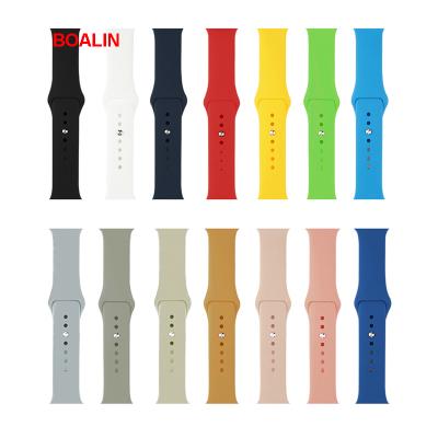 China Rubber For Apple Watch Band Silicone Ruber Strap Band 38mm 40mm 42mm 44mm iWatch Series 5/4/3/2/1Smart Watch Band For Apple iwatch for sale