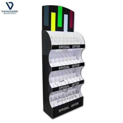 China Recycled Materials Free Custom Design Floor Display Stand Retail Corrugated Paper Rack For Product Promotion for sale