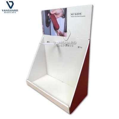 China Recycled Materials PDQ Cardboard Display Counter With Hooks , Corrugated Cardboard Table Top Display Rack for sale