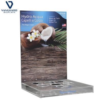 China Environmental friendly custom facial cream acrylic display stand, skincare product counter display, perfume stand display for sale