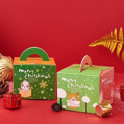 China Food Grade Recyclable High End Custom Printed Christmas Day Cupcake Packaging Gift Box With Handle for sale