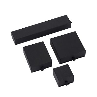 China Recyclable Luxury Matte Black Sliding Drawer Packaging Jewelry Gift Box for sale