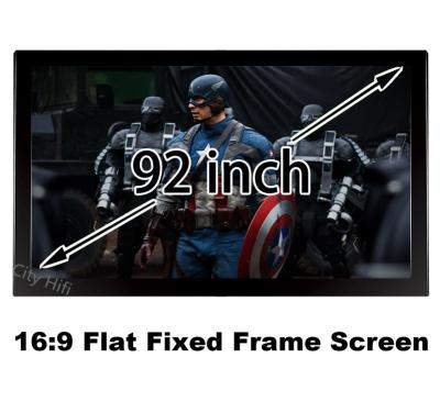 China Durable Multimedia Cinema Screen 92 Inch Diagonal 16 To 9 Format Flat Fixed Frame Screens for sale