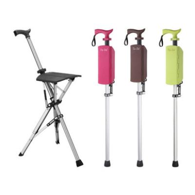 China 2021 New Aluminum Folding Chair and Cane Stick Chair for Older Adult for sale