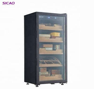 China 2019 New Metal Cigar Electric Humidor Cabinet Wooden Cooler Temperatures And Stainless Humidity Control Tube for sale