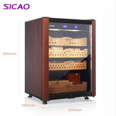 China Mini Constant Temperature Wooden Closet Large Cedar Wood Electronic Cigar Display Humidor Cabinet For Cigars for sale