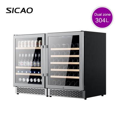 China Single-temperature 24inch under counter wine fridge and box mini double bar built in wine fridge for sale