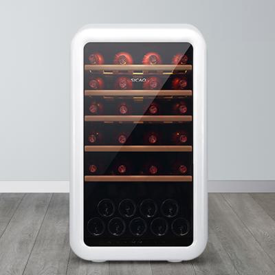 China SICAO 2018 Vintage Wine Cooler Bar Display Cooler Fridge Red Wine Cooler Corner White LED Light Wine Retro Mini Mini 115L 30bottles for sale