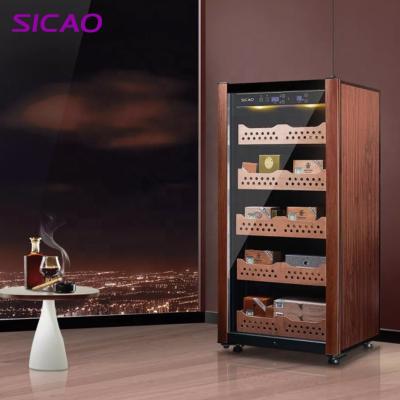 China Hotel 2020 Mini Wooden Electric Humidifier Electric Cooler Cabinet Cigar Humidor Display Humidor Luxury Temperature and Humidity for sale