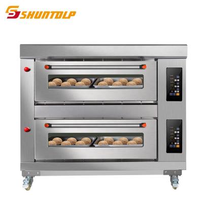 China 2 Layer 4 Trays Gas Pizza Cake Bread Oven Electric Gas Pizza Cake Bread Oven Price Commercial Two Deck Four Deck Four Trays Gas Baking Baking Oven for sale