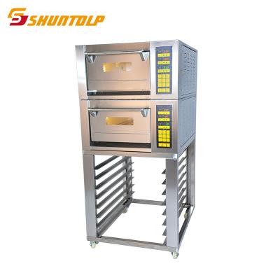 China Electric Combination Commercial Catering Double Decks 2 Trays Oven With Spacer Trays For Breading Cake Making Machine Bakery Shop for sale