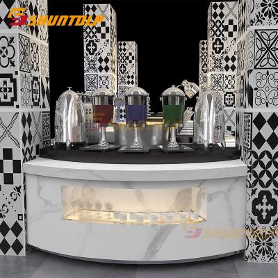 China luxury commercial modern hotel table refrigerator display sushi counter Double-temperature salad bar equipment design for sale