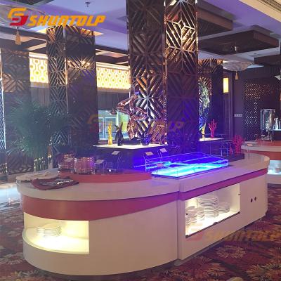 China Luxury Commercial Modern Hotel Sushi Buffet Buffet Cooler Buffet Refrigerator Display Double-temperature Salad Bar Equipment Design for sale