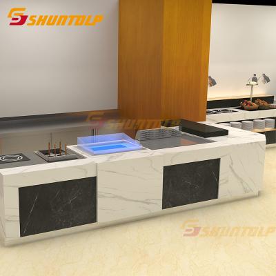 China Luxury Commercial Refrigerated Modern Hotel Sushi Buffet Modern Salad Showcase Double-temperature cabinet equipment design for sale