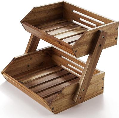 China Professional Morden Manufacturer High Quality Wood Display Fruit Basket For Kitchen for sale