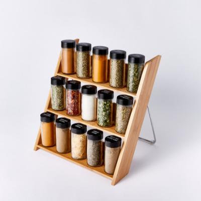 China Morden Chinese Factory Price Finely Processed Wooden Spinning Bottles Spice Rack for sale