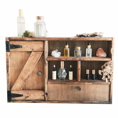 China Behind Doors/On Walls Wooden Spice Cabinet With Drawer Essential Oil Storage Herb Storage Farmbhouse Barn Decore Apothecary Cabinet for sale