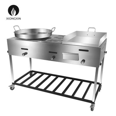 China Sustainable Outdoor Stainless Steel Taco Cart 3 in 1 Comals Cart for sale