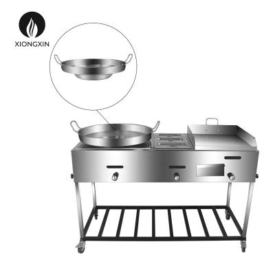 China Taco Cart Concave Mexican BBQ Gas Burner Cart Concave Catering Concave Comals for sale