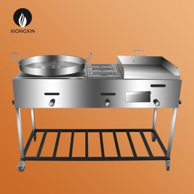 China XIONGXIN Deluxe Mexican Griddle Food Warmer Gas Burner Taco Comals Cart for sale