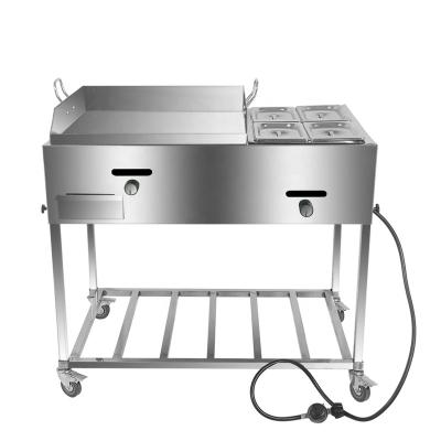 China Deluxe Steam Gas Griddle Food Cart Trailer Catering Taco Cart for sale