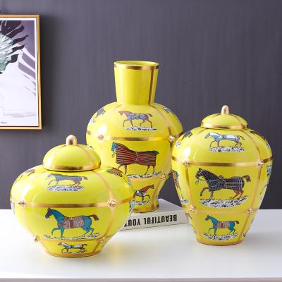 China High End Eco-friendly And Durable Business Office Desktop Gifts Large Storage Jar Opens Ceramic Flower Vase for sale