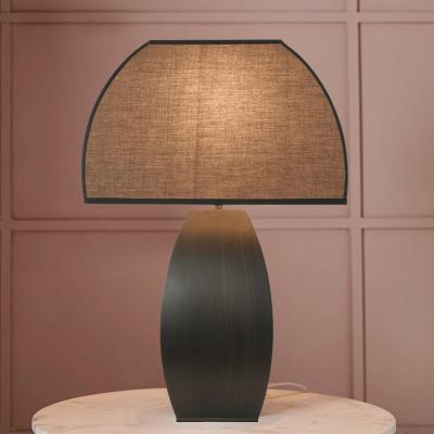 China Retro beautiful modern classic metal table lamp design reading lamp brown lampshade desk led night light for sale