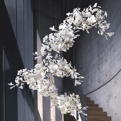 China Art ceramic petal hotel lobby chandelier banquet hall living room lamp leaf shape restaurant decoration project headlamp for sale