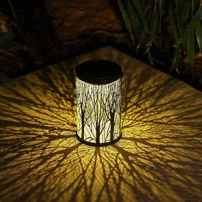 China Solar Lantern Lights Outdoor Garden Hanging Lights Metal Tree Branch Pattern Lights for sale