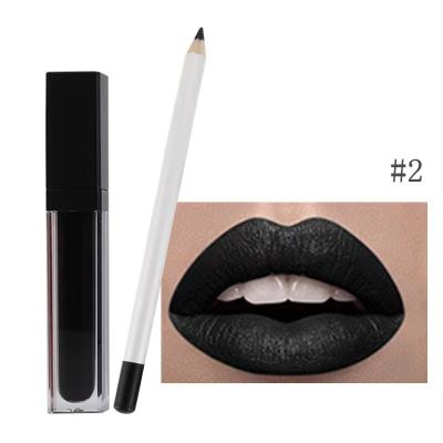 China Private Label Waterproof Matte Liquid Lipstick + Waterproof Lip Liner Pencil Makeup Lip Gloss Lip Kits for sale