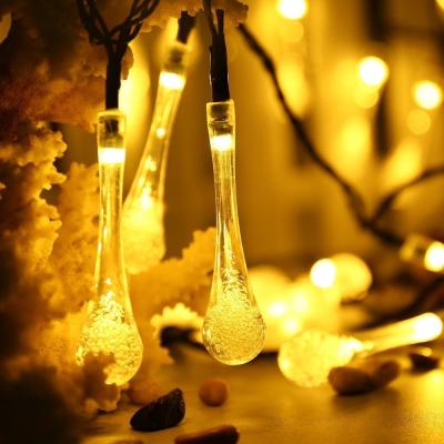 China Solar 20 LED Water Drop Fairy LED String Lighting For Garden Decorations Fence for sale