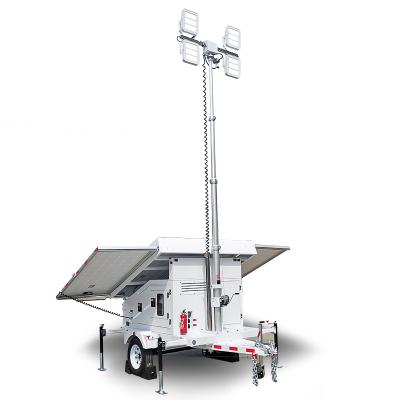 China Worksite Lighting Portable Solar Halide Lamp Generator Powered Atlas Copco Mounted Mobile Trailer Lighting Towers for sale