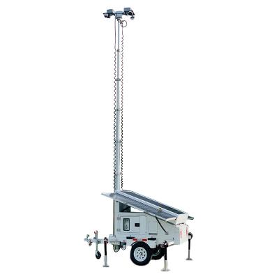 China Motion Detection 4MP 4G Digital Camera Telescopic Mobile Solar Surveillance Trailer Temporary Mast Control System for sale