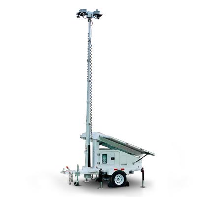 China NIGHT VISION Manual Monitoring Pole 5m Camera Motorized Telecommunication CCTV Trailer Telescopic Support Mobile Solar Tower for sale