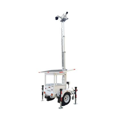 China Mobile Construction Site 4G Router CCTV Solar Cameras Surveillance Tower With Telescopic Mast for sale