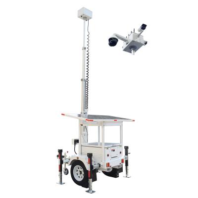 China Construction Site Mast Telescopic Mobile Surveillance CCTV Solar Tower Installed Cameras On Top For Construction Site for sale