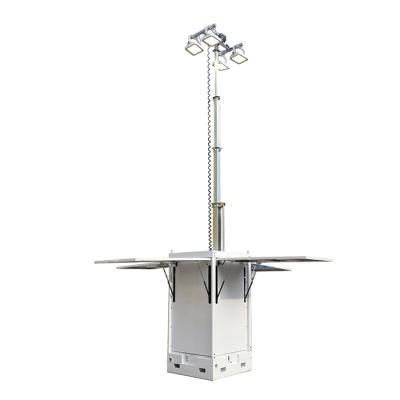 China Q235 Steel Cuboid Solar Powered Outdoor Street Light Tower Lighting For Construction Site for sale