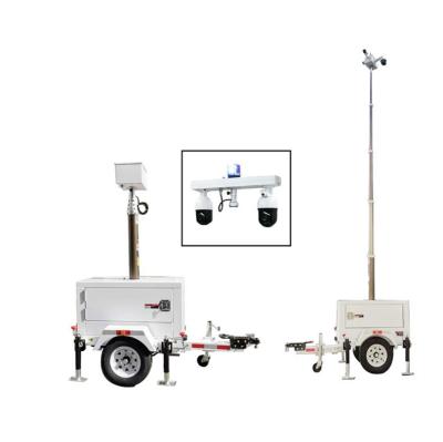 China White Mobile CCTV Surveillance Trailer With AC110V/220V For Security 1550*1100*1900mm for sale