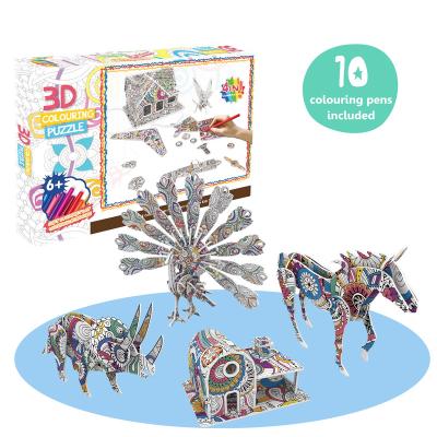 China DIY Practice Amazon 2020 Best Selling Toy 3D Puzzle Set 4 In 1 Coloring Puzzle For Kids Nosto New Product for sale