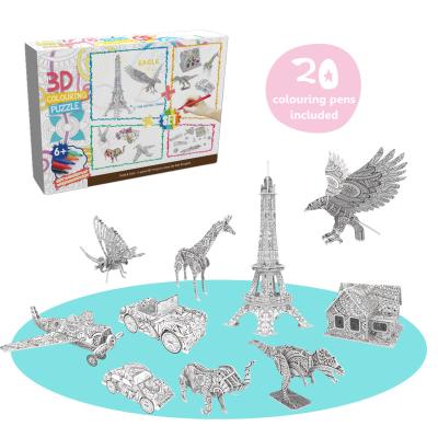 China DIY Practice Amazon Puzzle Toy 10 In 1 Coloring 3D Puzzle Set For Kids Education Toy Handmade Nosto New Product for sale