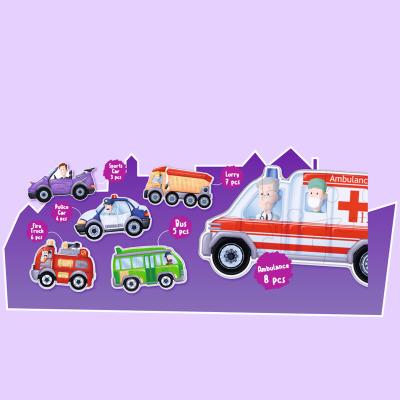 China Cartoon Toy DIY Jumbo Pieces Jigsaw Puzzle 6 In 1 Vehicle Gift For Kids for sale