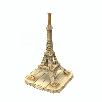 China Wooden Cartoon Toy 3D Puzzle For Adults Model Kit Stem Toy World Famous Buildings Puzzle Eiffel Tower for sale