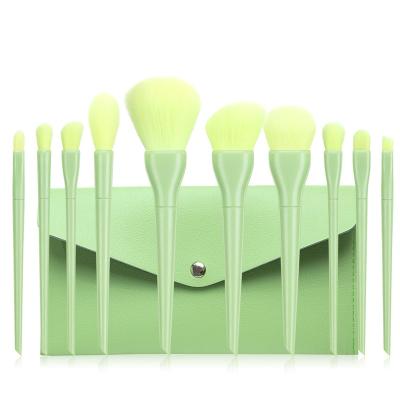 China Angular Blush Custom Your Own Logo Synthetic Hair And Plastic Handle Eyeshadow Base Powder Blush Makeup Set Brush 10pcs for sale